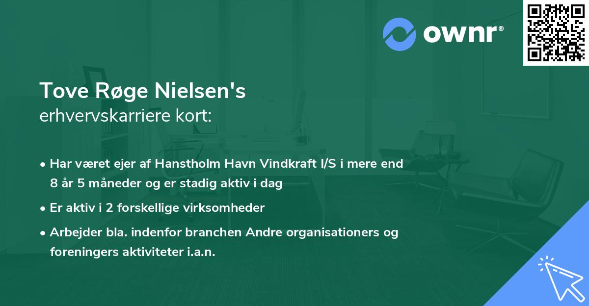 Tove Røge Nielsen's erhvervskarriere kort