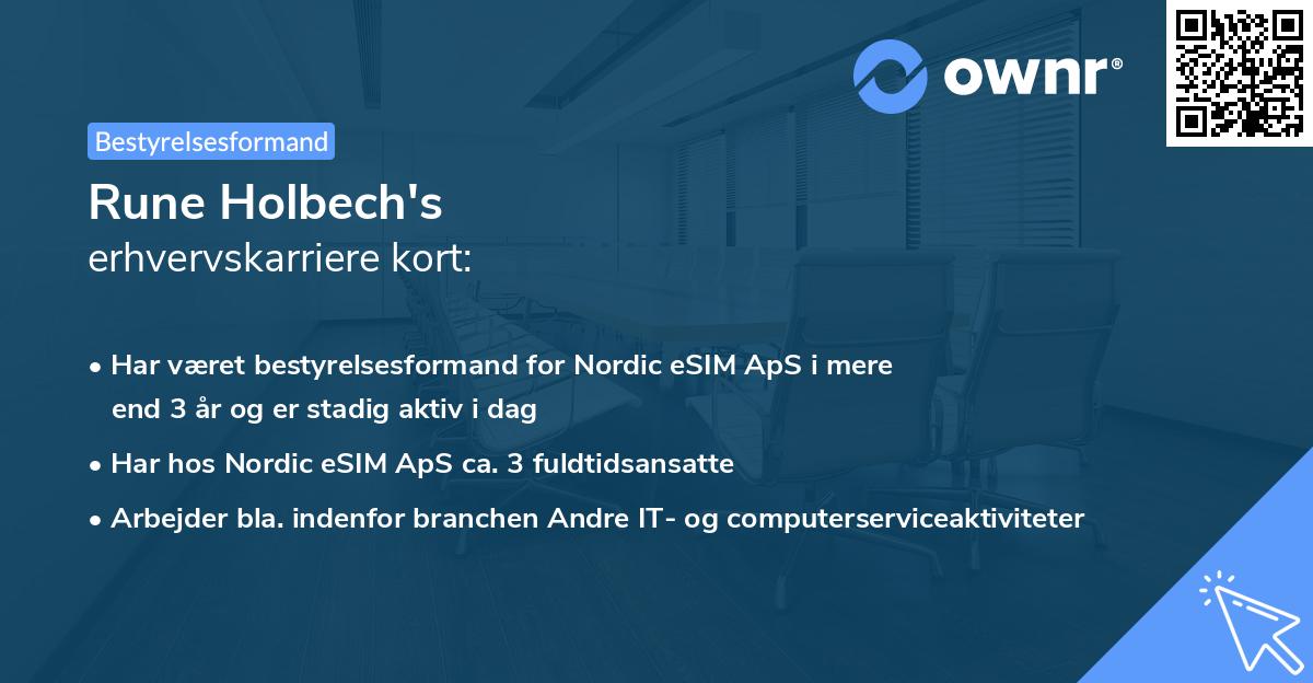 Rune Holbech's erhvervskarriere kort