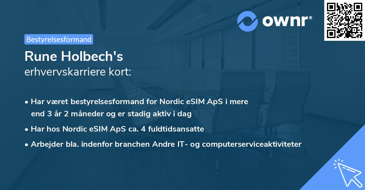 Rune Holbech's erhvervskarriere kort