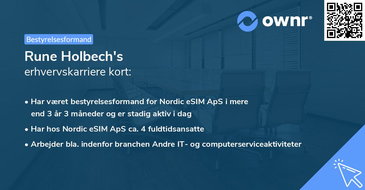 Rune Holbech's erhvervskarriere kort
