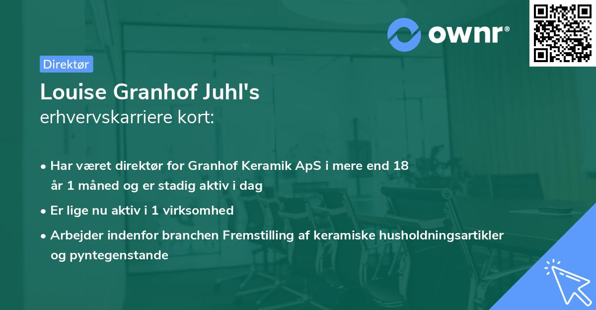 Louise Granhof Juhl's erhvervskarriere kort