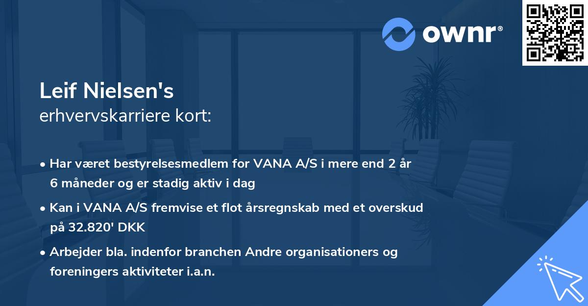Leif Nielsen's erhvervskarriere kort