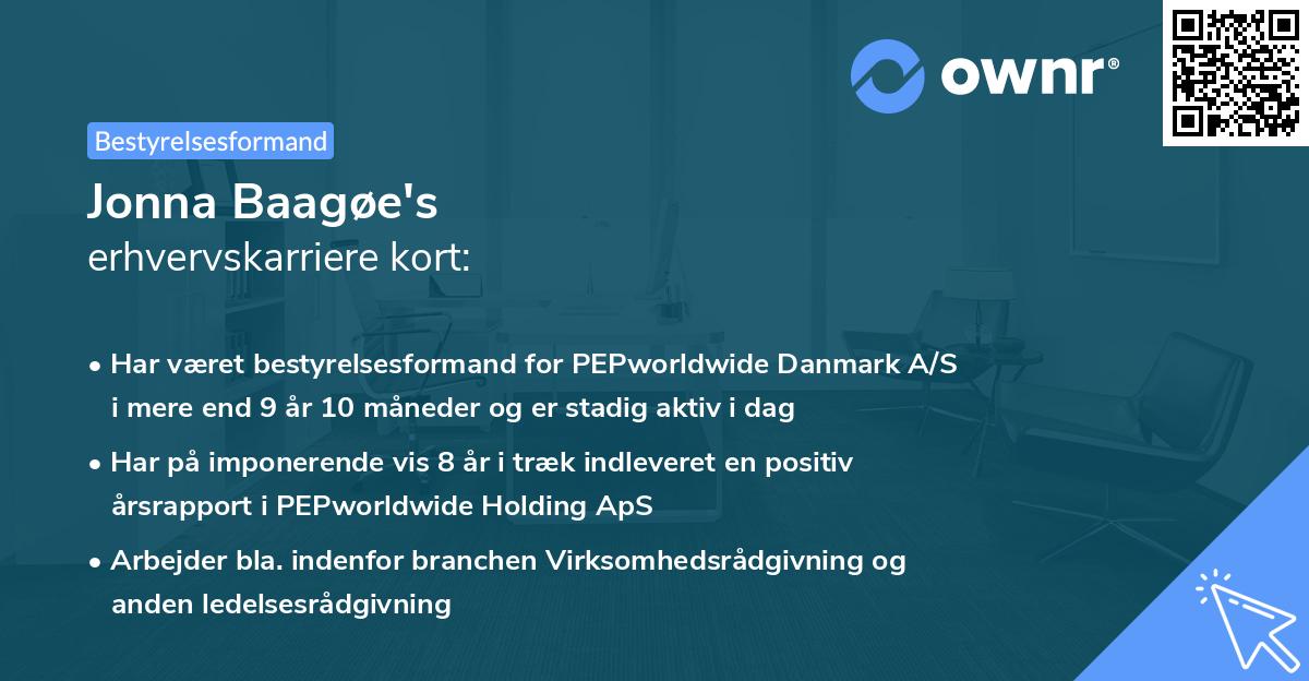 Jonna Baagøe's erhvervskarriere kort