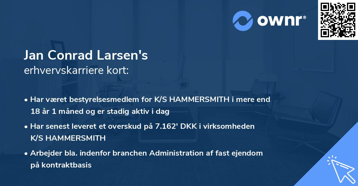Jan Conrad Larsen's erhvervskarriere kort