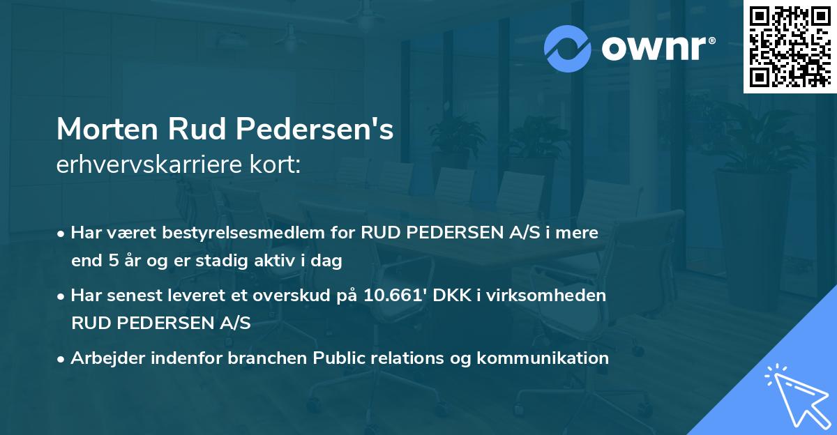 Morten Rud Pedersen's erhvervskarriere kort