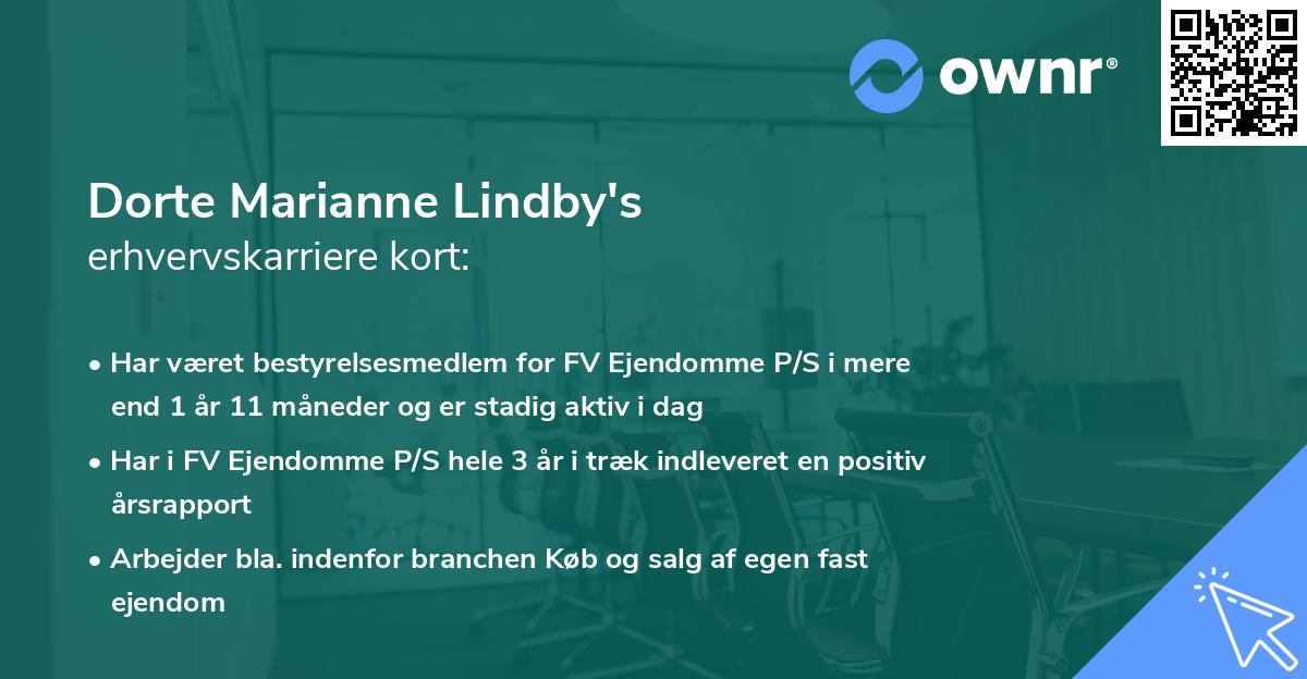 Dorte Marianne Lindby's erhvervskarriere kort