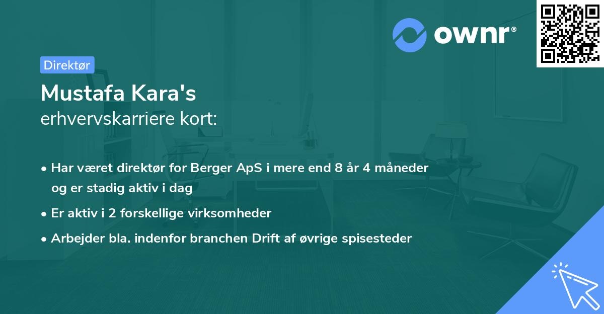 Mustafa Kara's erhvervskarriere kort