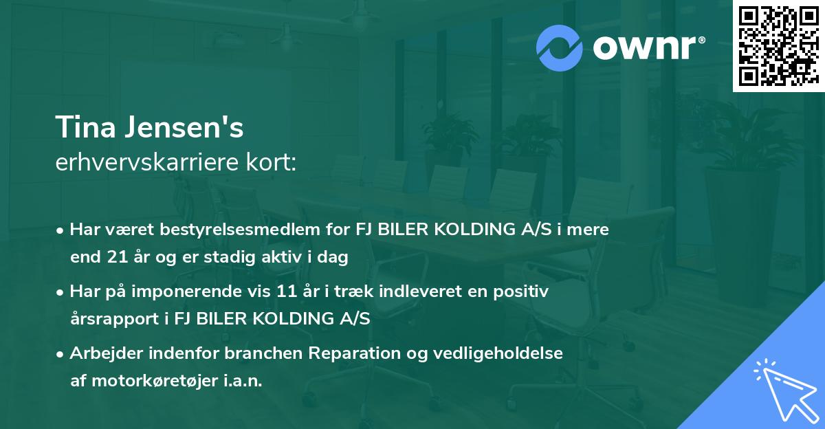 Tina Jensen's erhvervskarriere kort