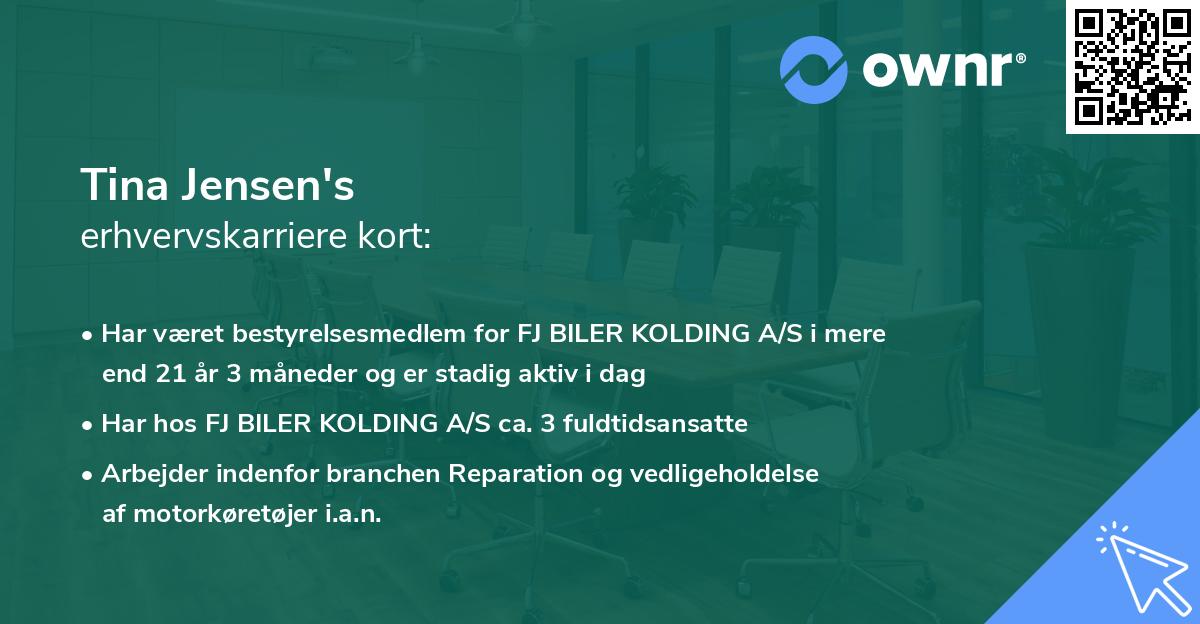 Tina Jensen's erhvervskarriere kort