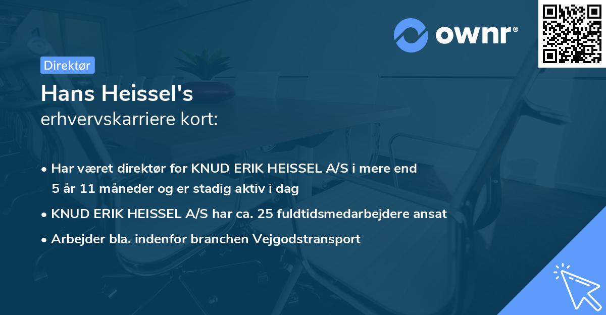 Hans Heissel's erhvervskarriere kort