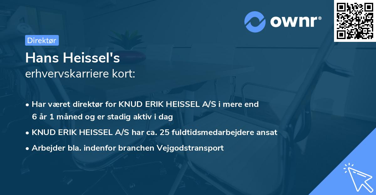 Hans Heissel's erhvervskarriere kort