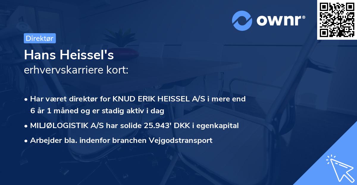 Hans Heissel's erhvervskarriere kort