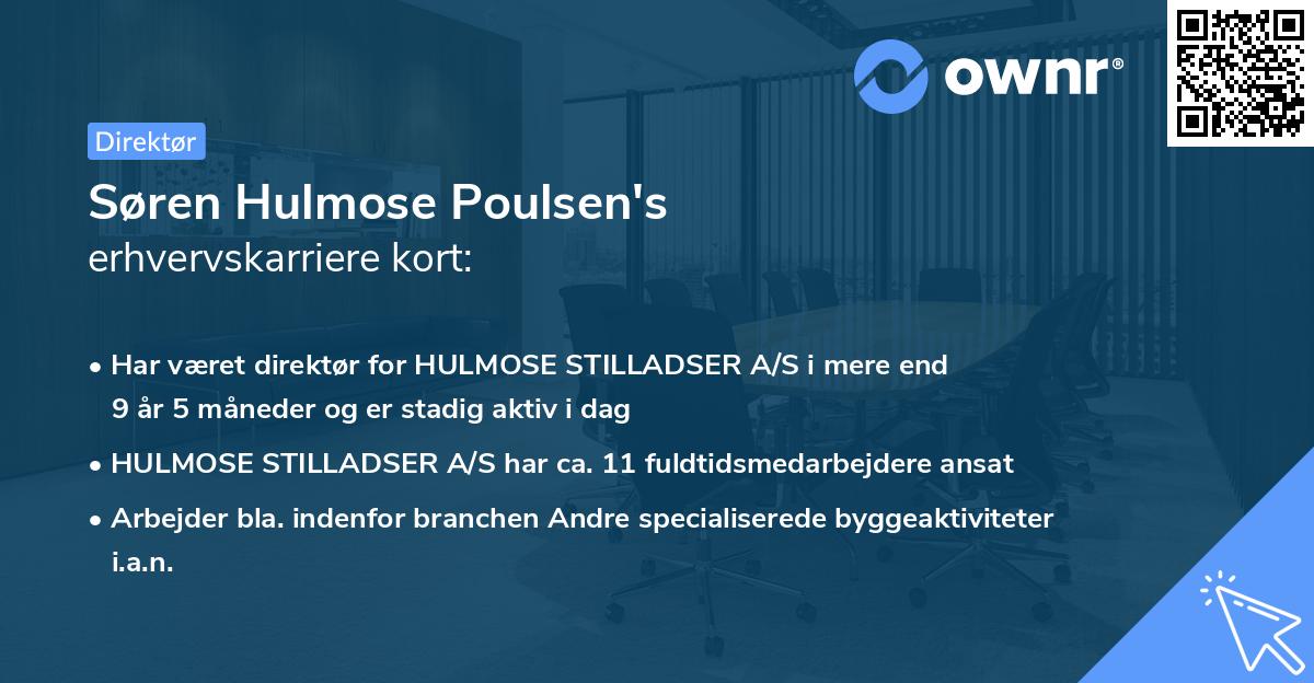 Søren Hulmose Poulsen's erhvervskarriere kort