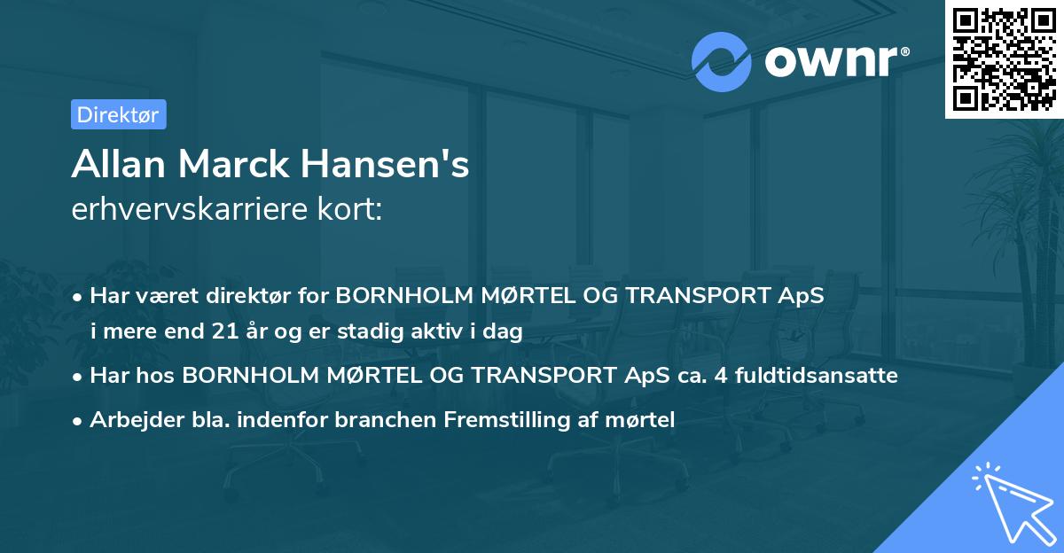 Allan Marck Hansen's erhvervskarriere kort