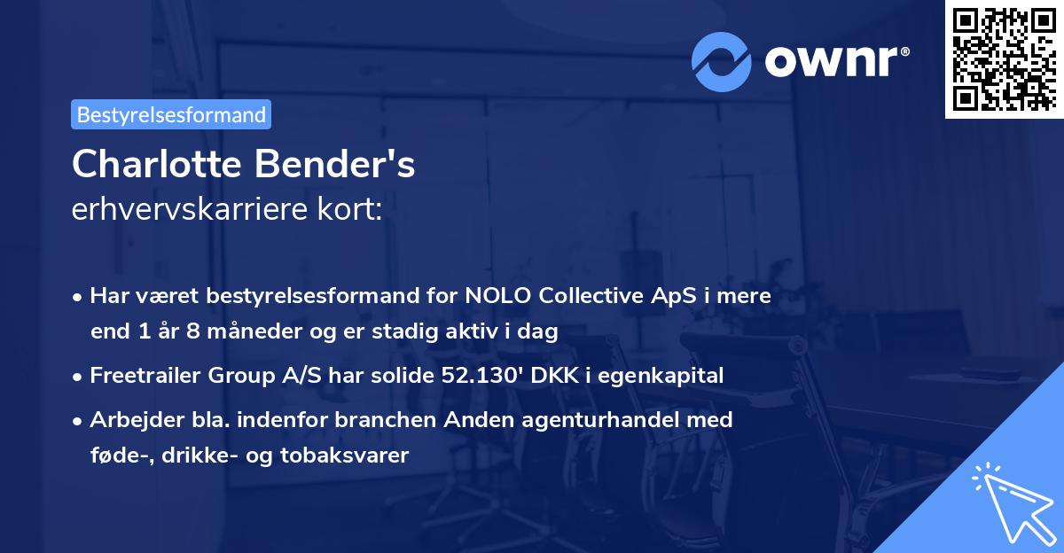 Charlotte Bender's erhvervskarriere kort