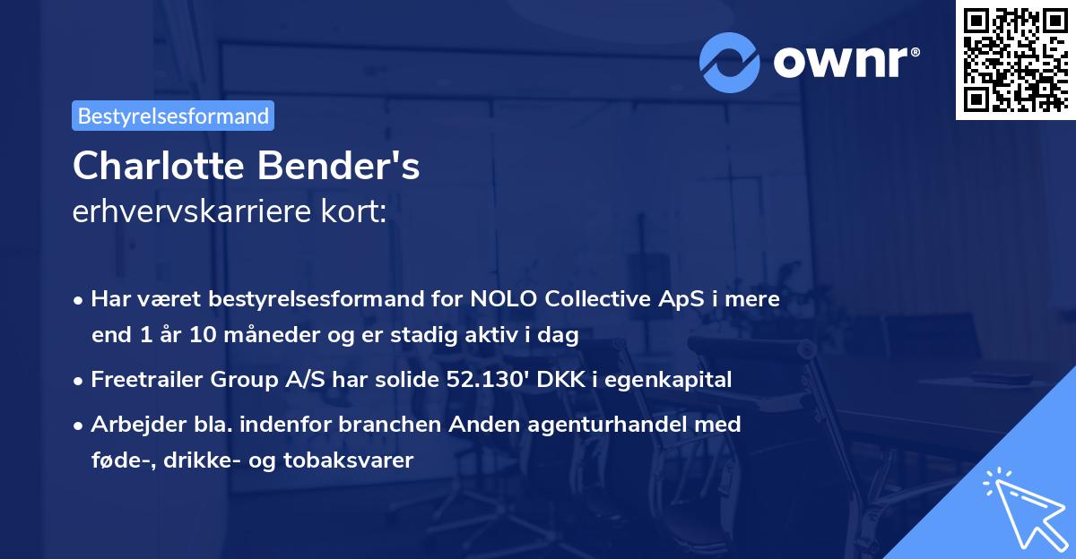 Charlotte Bender's erhvervskarriere kort