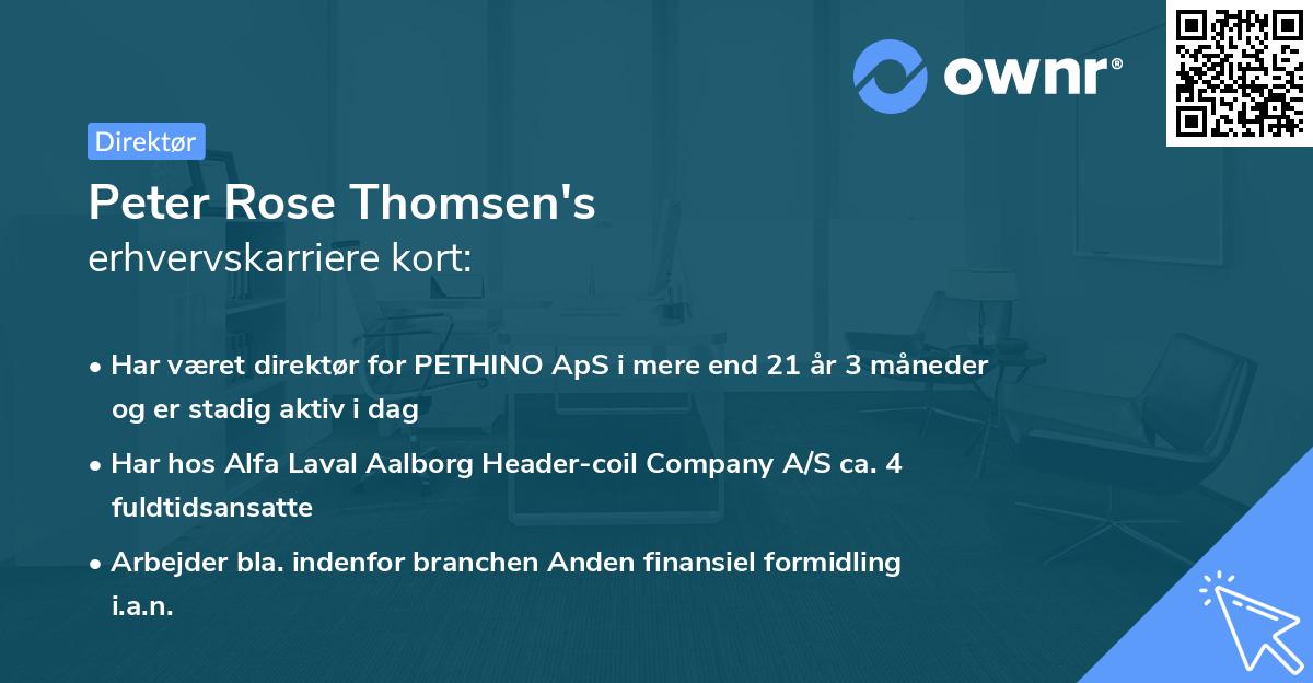 Peter Rose Thomsen's erhvervskarriere kort