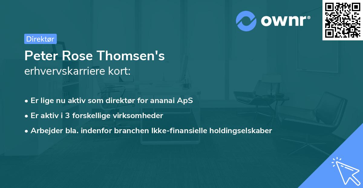 Peter Rose Thomsen's erhvervskarriere kort