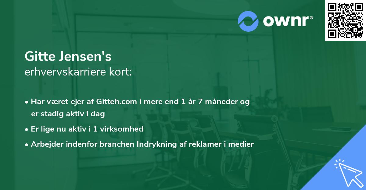 Gitte Jensen's erhvervskarriere kort