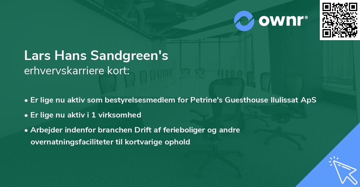 Lars Hans Sandgreen's erhvervskarriere kort