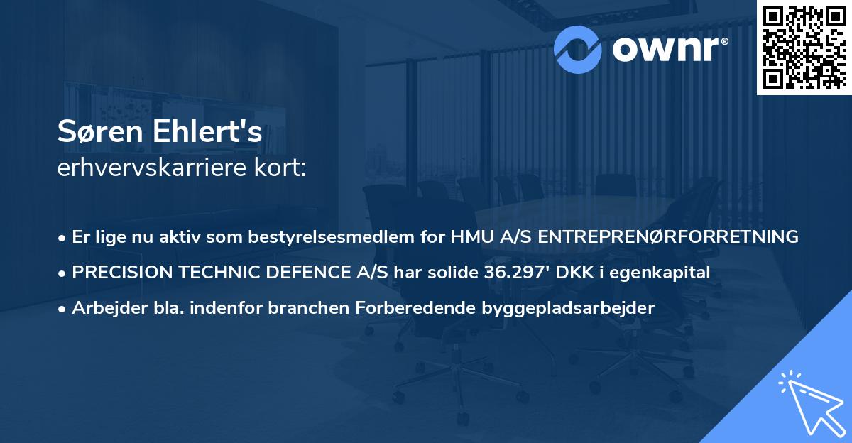 Søren Ehlert's erhvervskarriere kort