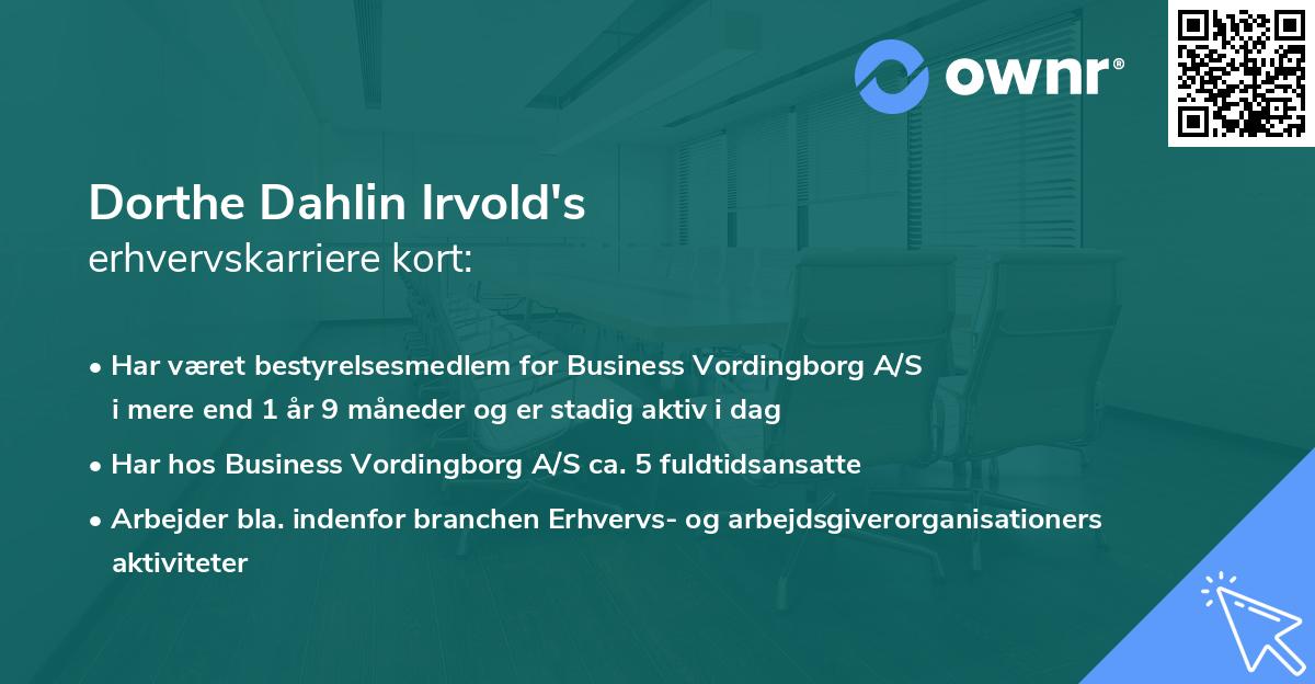 Dorthe Dahlin Irvold's erhvervskarriere kort