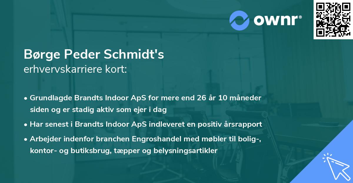 Børge Peder Schmidt's erhvervskarriere kort