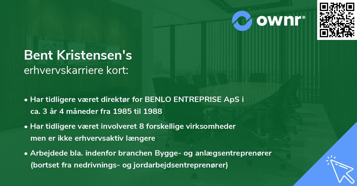 Bent Kristensen's erhvervskarriere kort