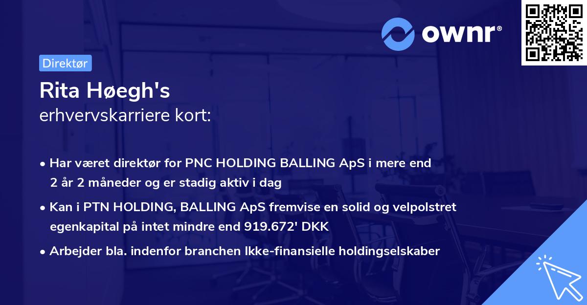 Rita Høegh's erhvervskarriere kort