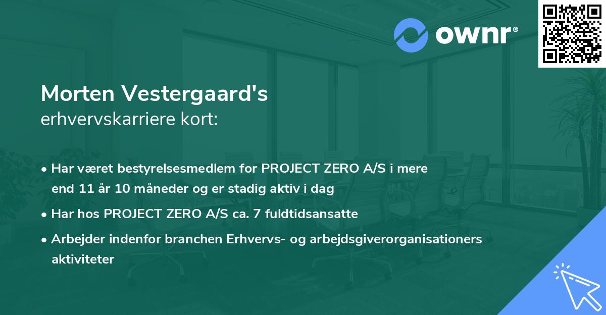 Morten Vestergaard's erhvervskarriere kort