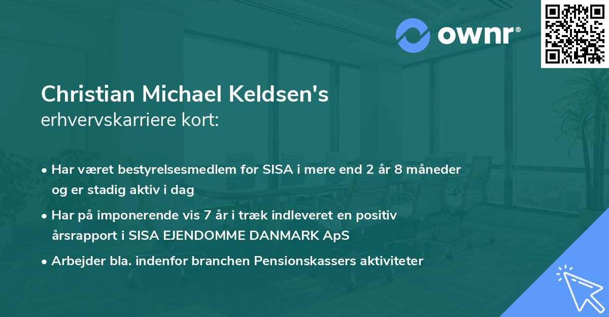Christian Michael Keldsen's erhvervskarriere kort