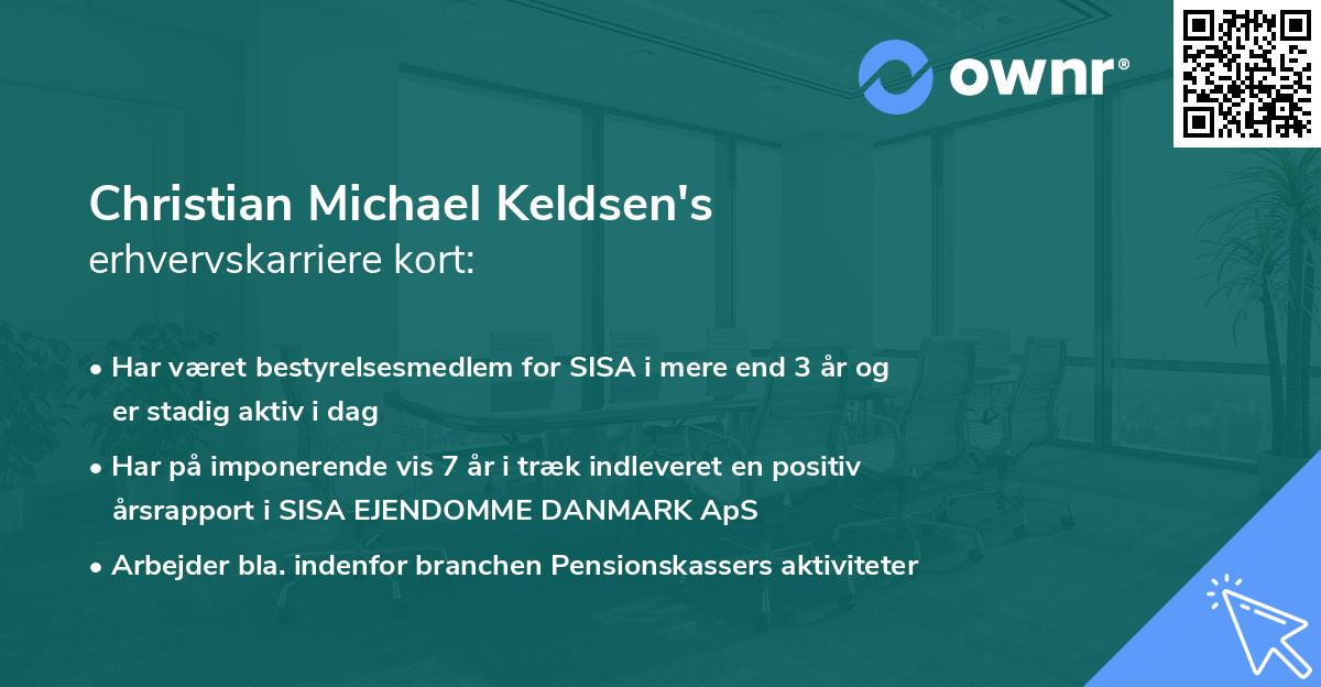 Christian Michael Keldsen's erhvervskarriere kort