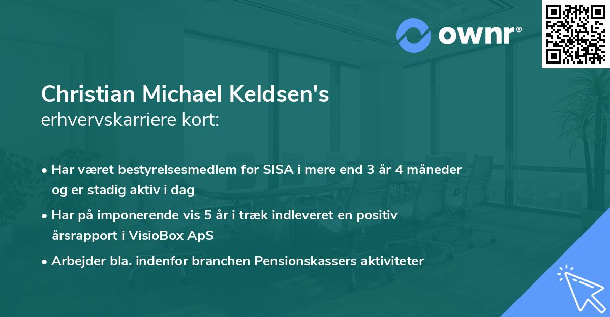 Christian Michael Keldsen's erhvervskarriere kort