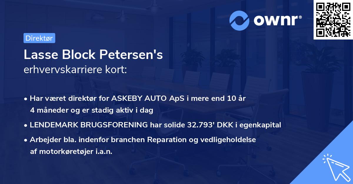 Lasse Block Petersen's erhvervskarriere kort