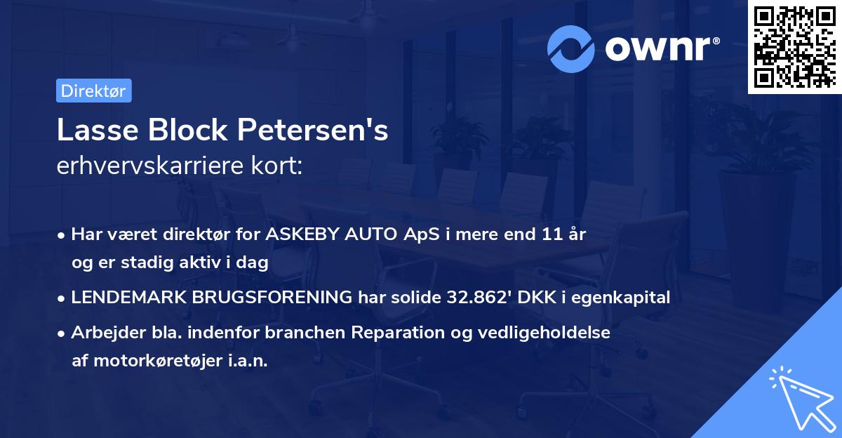 Lasse Block Petersen's erhvervskarriere kort