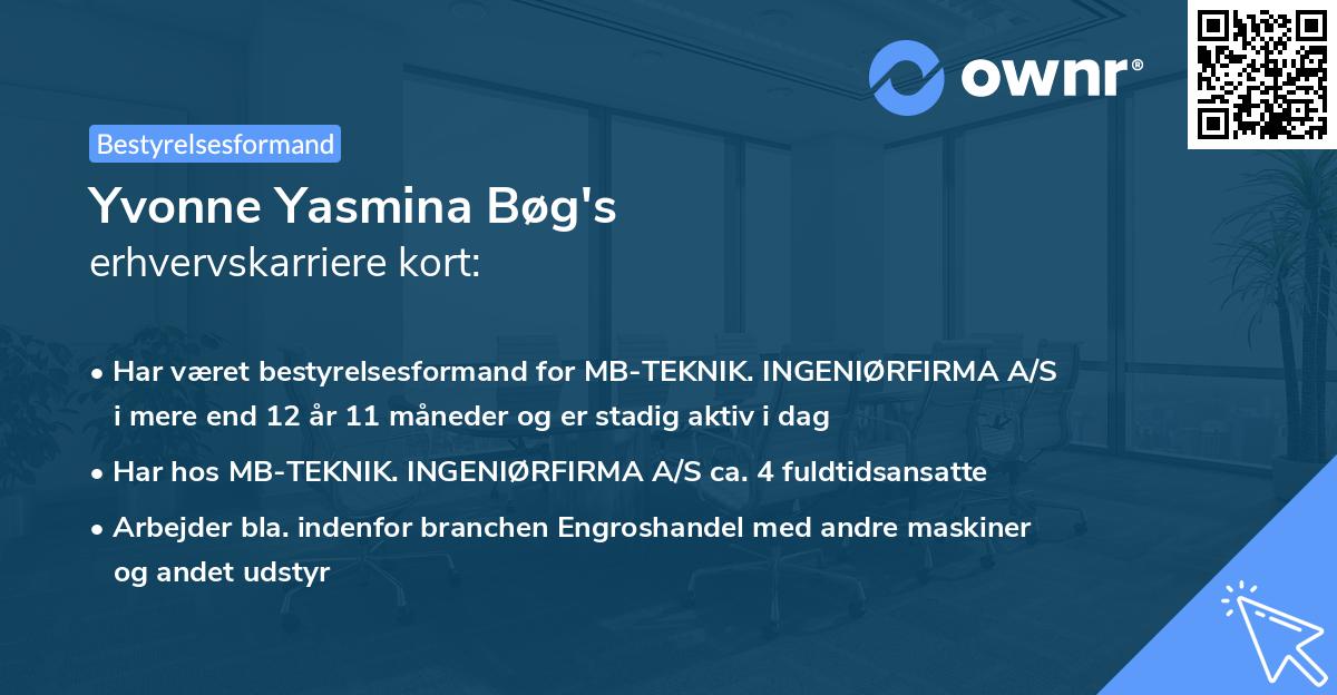 Yvonne Yasmina Bøg's erhvervskarriere kort
