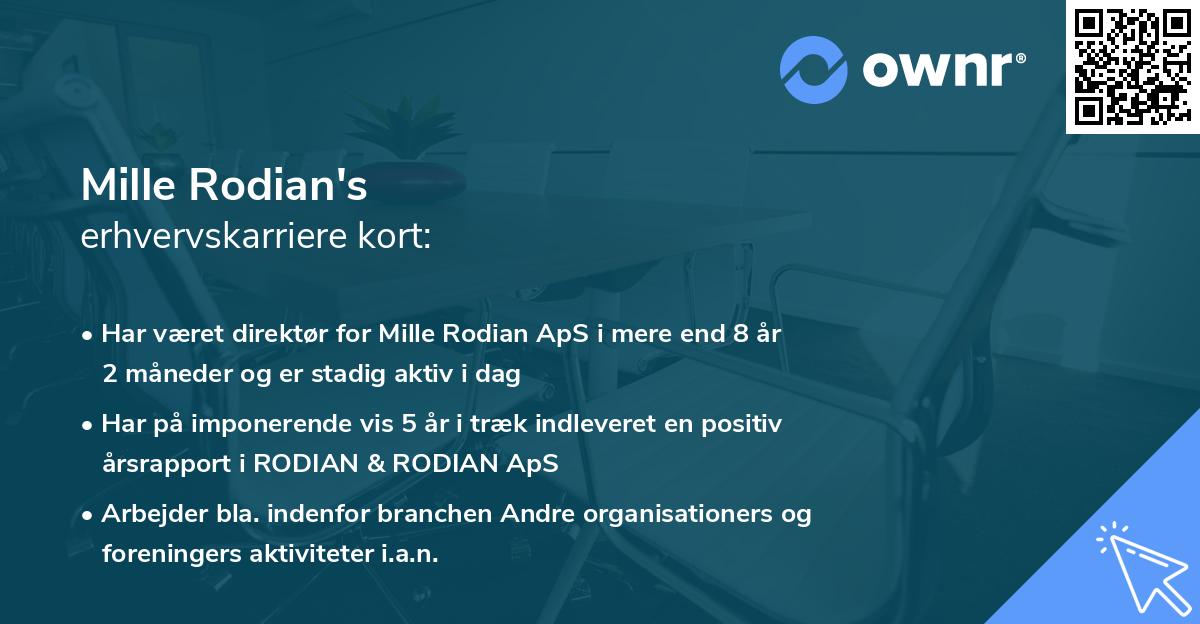Mille Rodian's erhvervskarriere kort