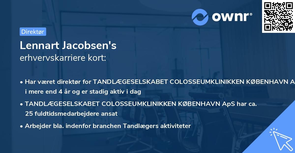 Lennart Jacobsen's erhvervskarriere kort