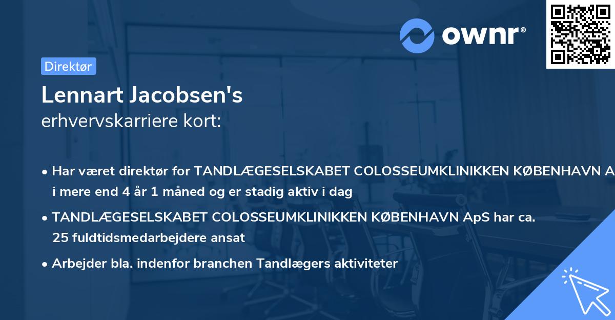 Lennart Jacobsen's erhvervskarriere kort