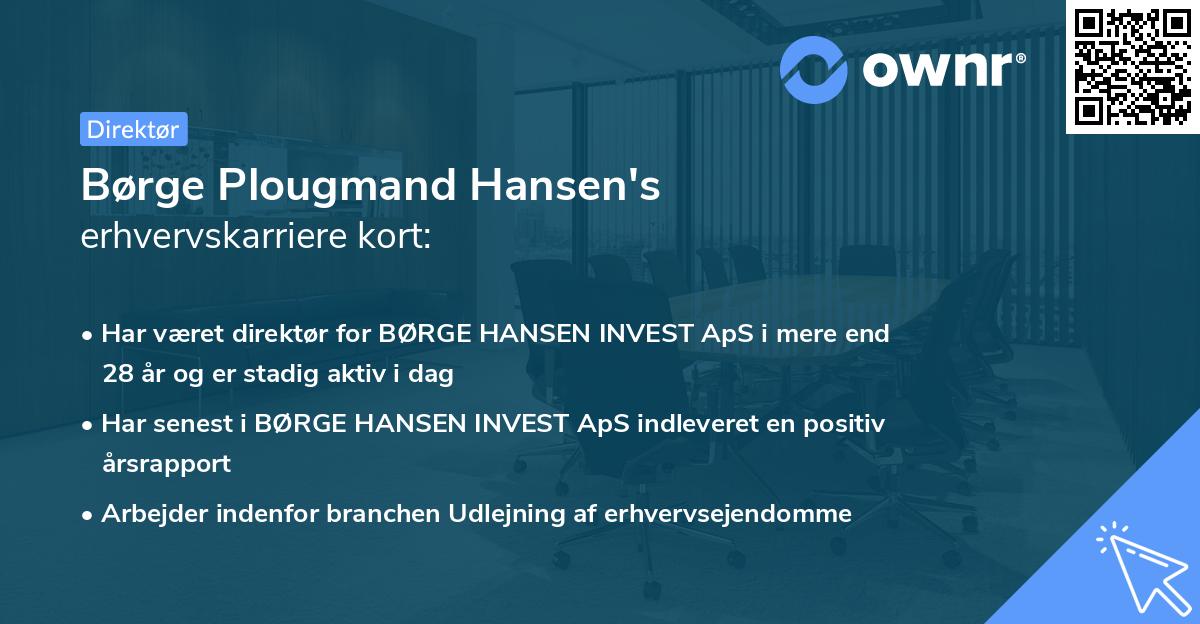 Børge Plougmand Hansen's erhvervskarriere kort
