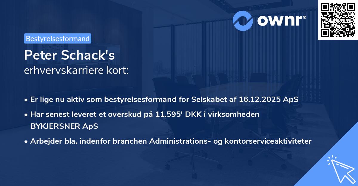 Peter Schack's erhvervskarriere kort