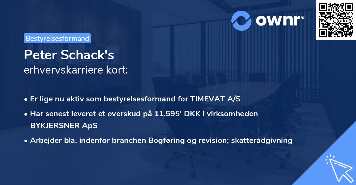 Peter Schack's erhvervskarriere kort