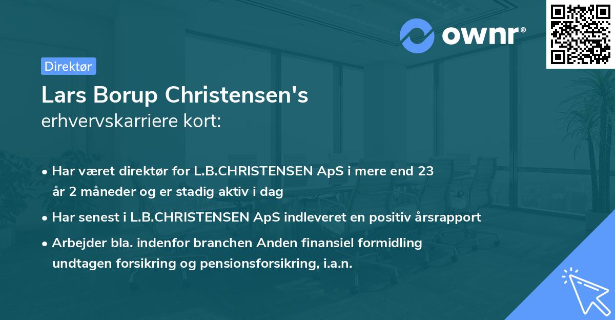 Lars Borup Christensen's erhvervskarriere kort