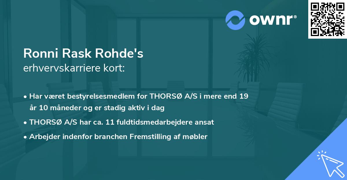 Ronni Rask Rohde's erhvervskarriere kort