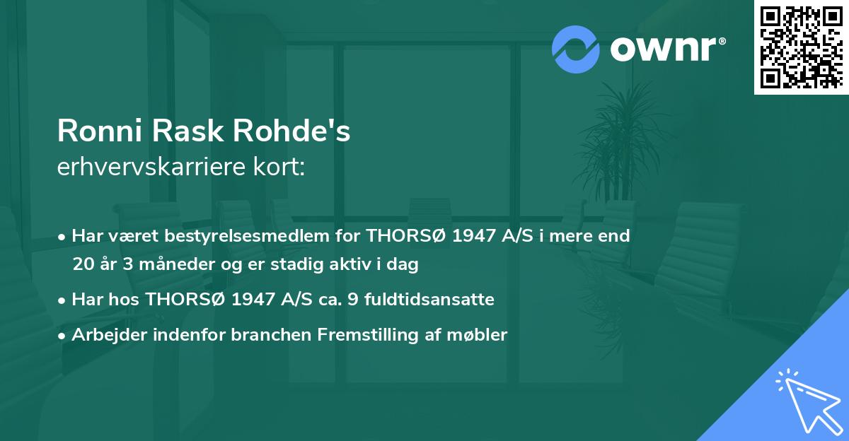 Ronni Rask Rohde's erhvervskarriere kort