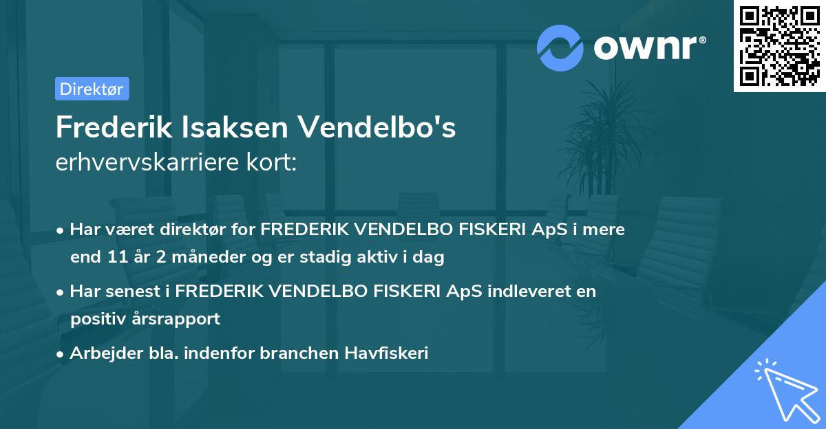 Frederik Isaksen Vendelbo's erhvervskarriere kort