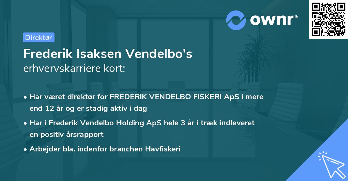 Frederik Isaksen Vendelbo's erhvervskarriere kort