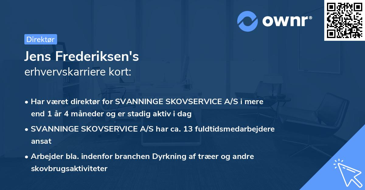 Jens Frederiksen's erhvervskarriere kort