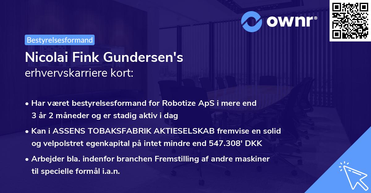 Nicolai Fink Gundersen's erhvervskarriere kort