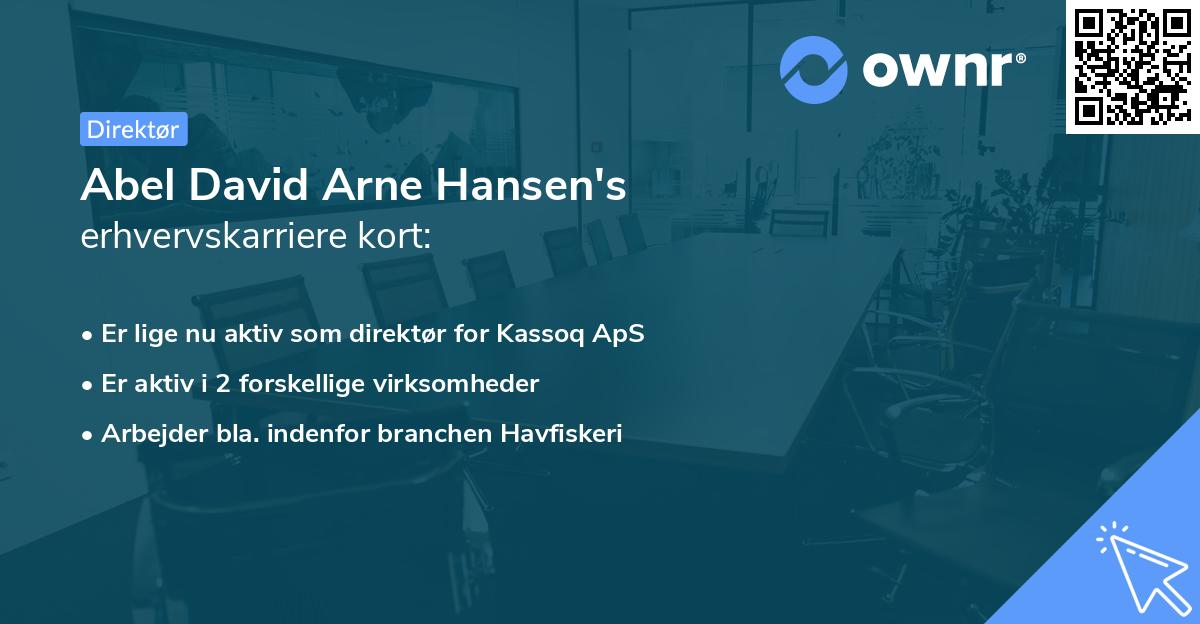 Abel David Arne Hansen's erhvervskarriere kort